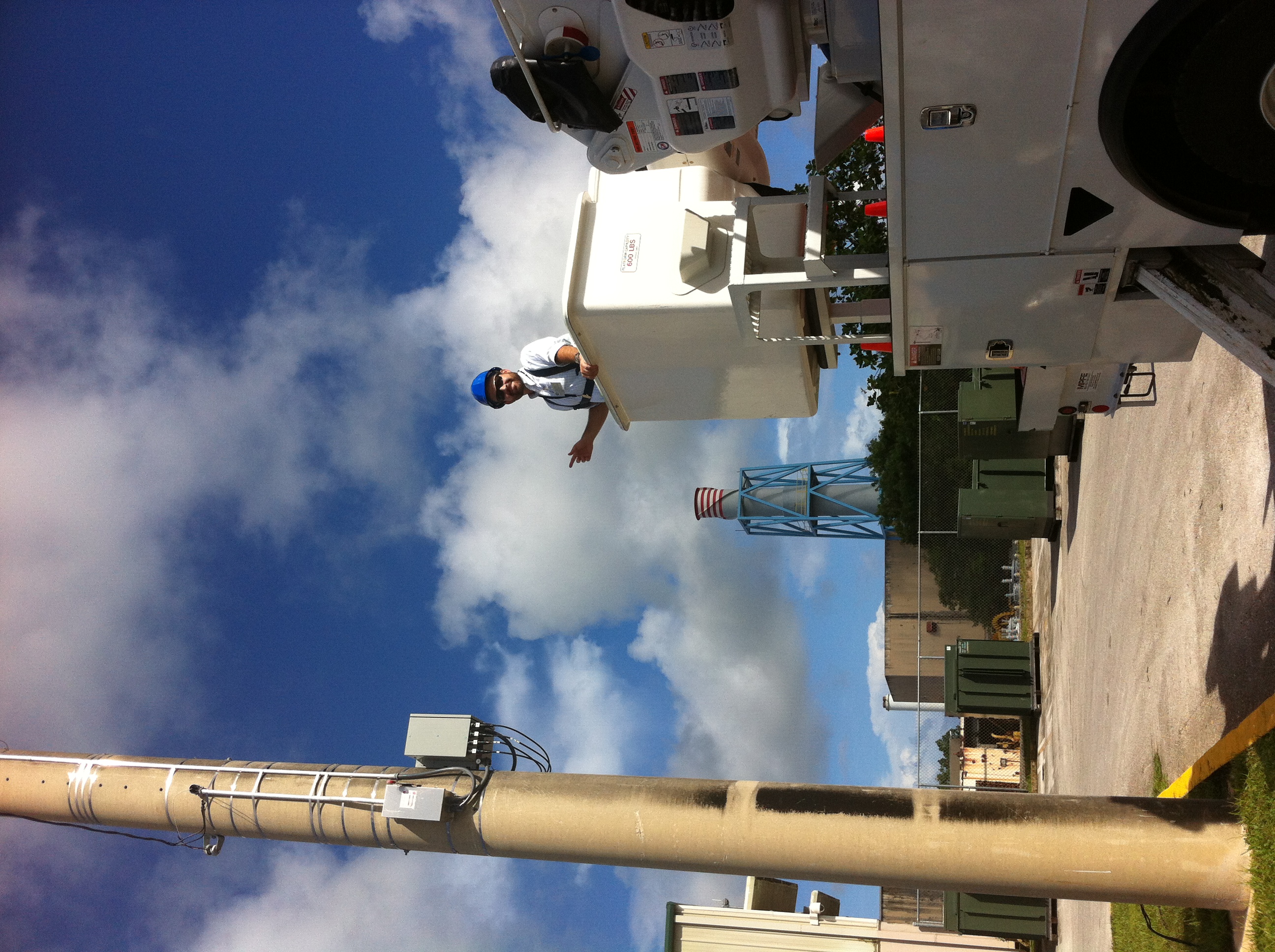 On the cherry picker in Guam